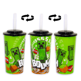 Minecraft cups featuring Creeper and TNT artwork for colorful party visuals