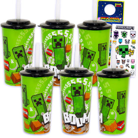 Minecraft Kids 16oz cups with lid and straw for mess-free party drinks