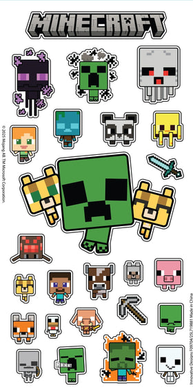 Minecraft stickers included to customize party favors and décor