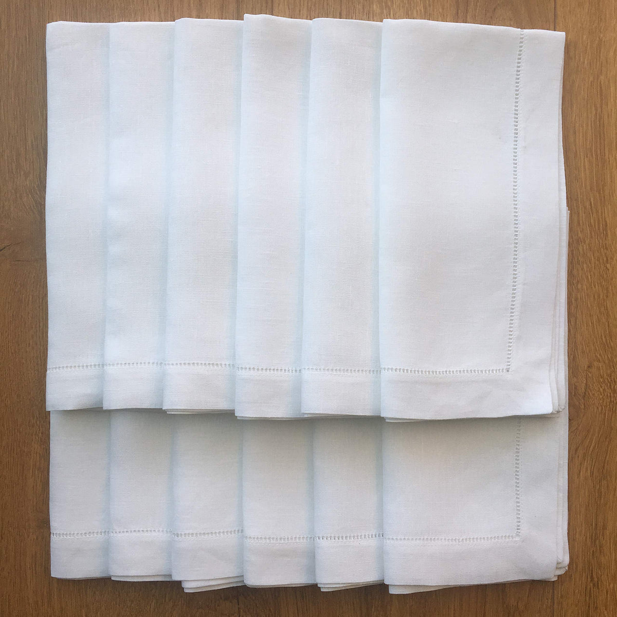 Minhcraft close-up of ladder hemstitch and crisp edge on napkin.