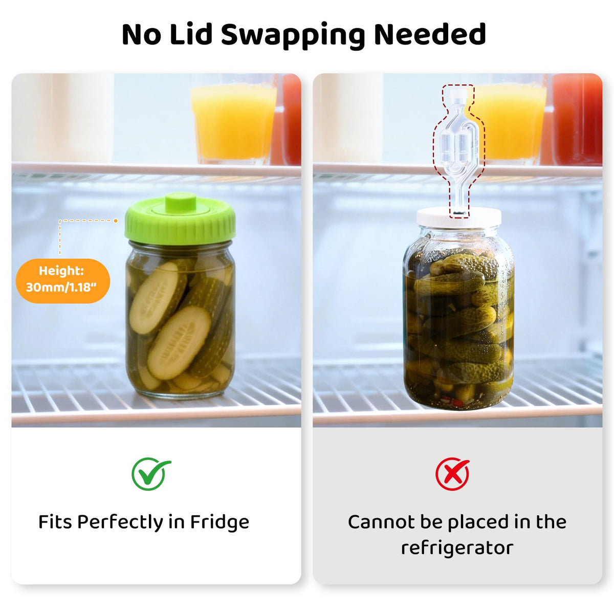 Miniguysa wide-mouth lids compatible with 86mm jars for large batches.