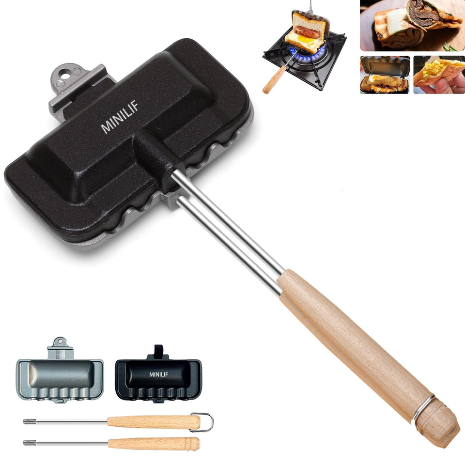 MINILIF portable hot sandwich maker with detachable tray for easy cleanup.