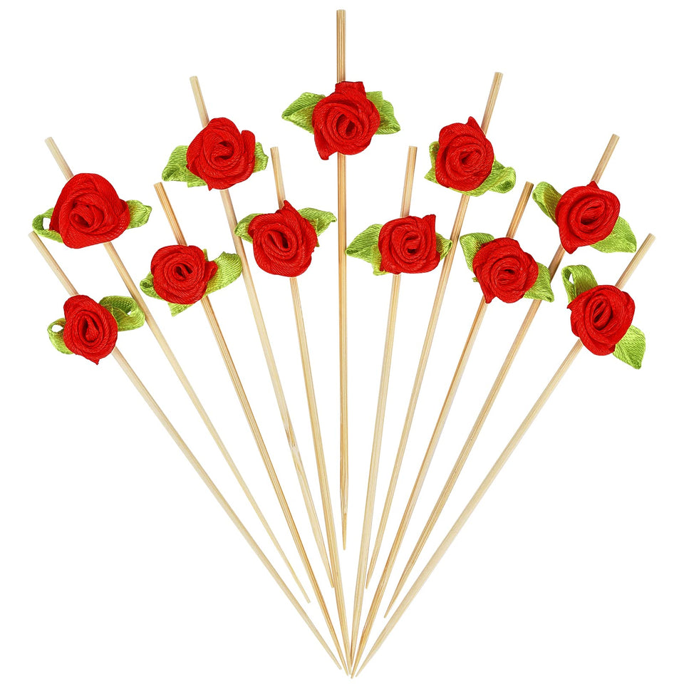 Minisland red rose cocktail picks for elegant appetizers and drinks