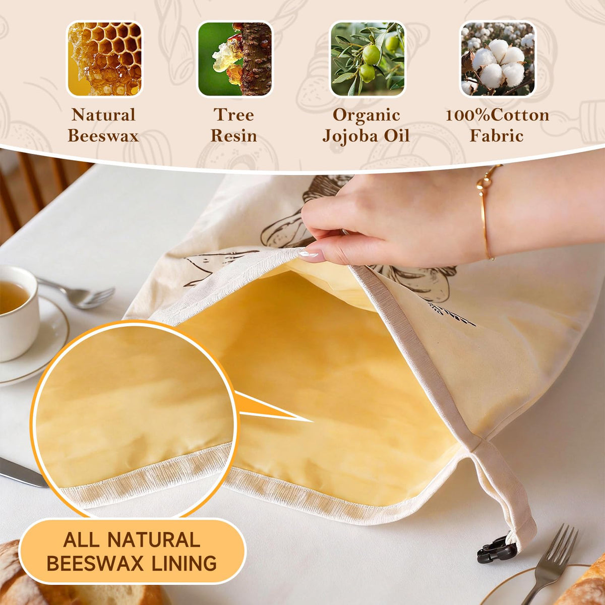Ministrouetion beeswax coating close-up highlights natural linen cotton barrier