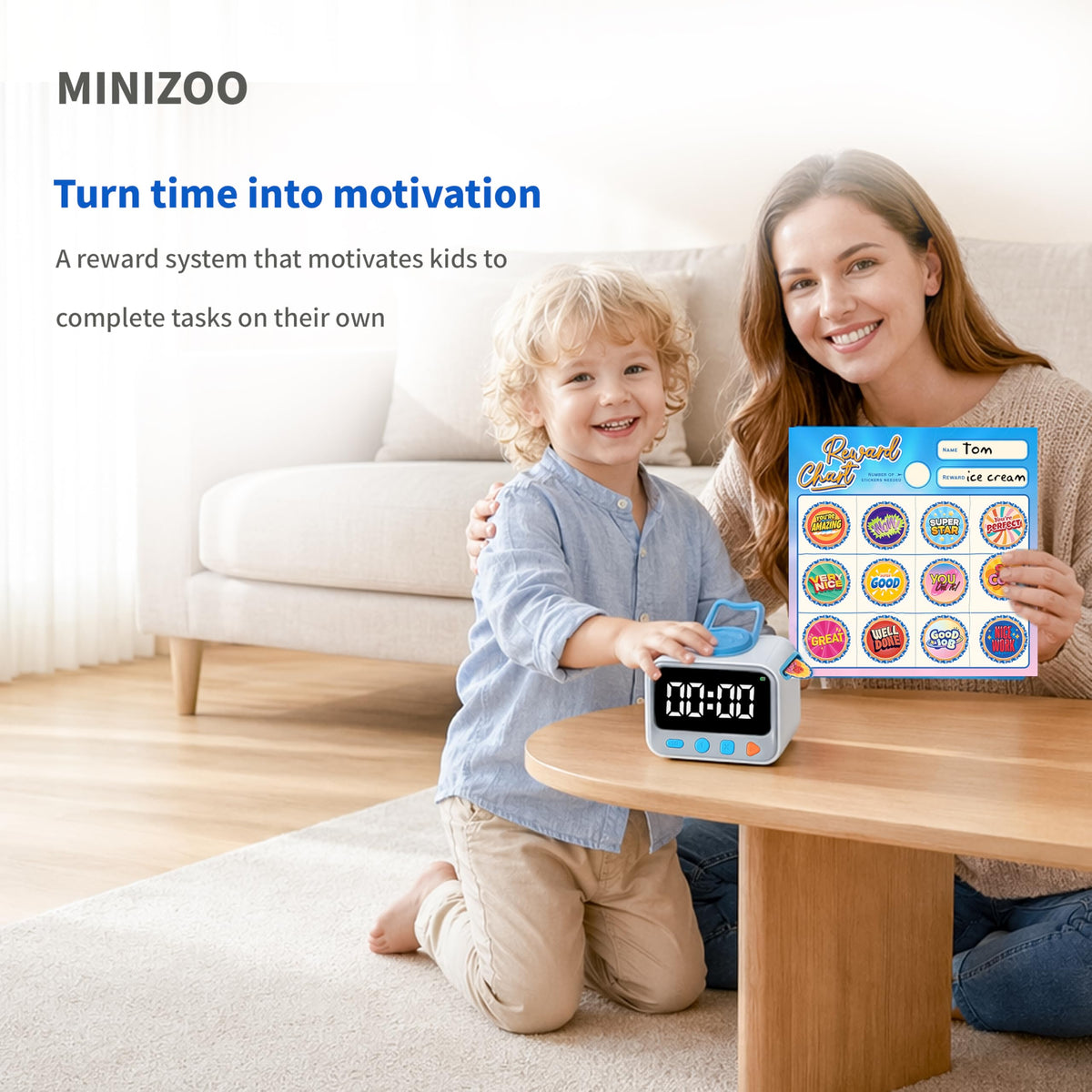 Minizoo Sticker Timer durable casing withstands everyday classroom and home use.