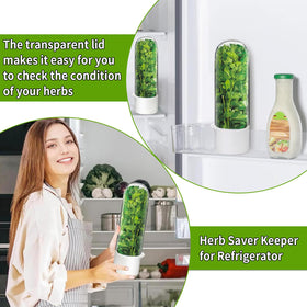 Minkeytal herb saver shows transparent lid for freshness at a glance.