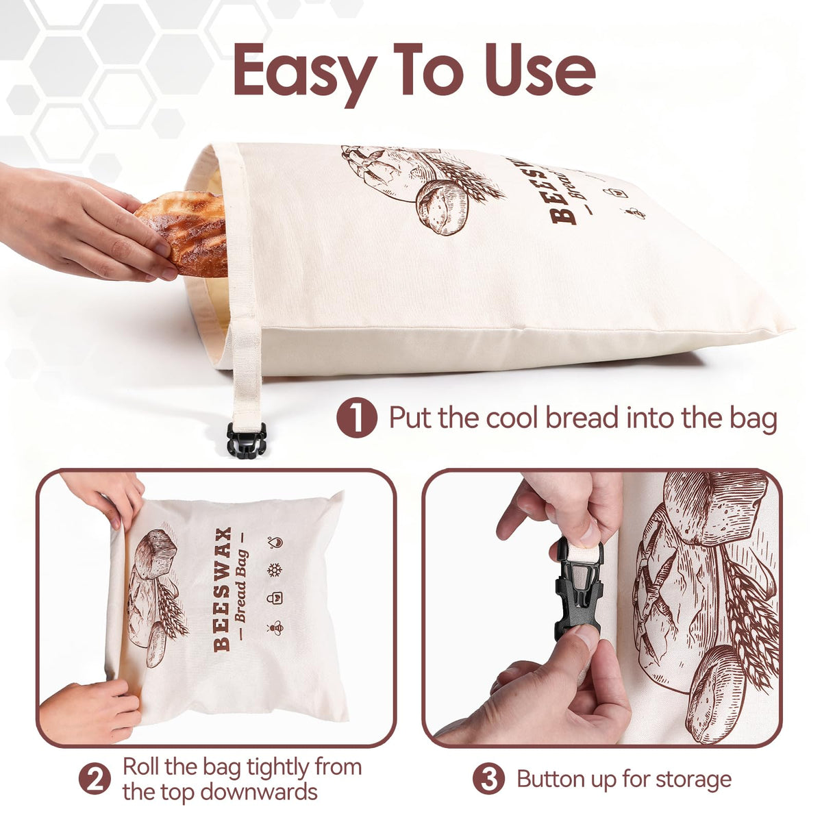 Fits in fridge or freezer to keep bread fresh.