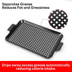 Minyuexia grill tray set anti-leak edges prevent spills on the grill.