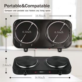 MIOAOTCE knob-controlled stove for precise heat on both burners.