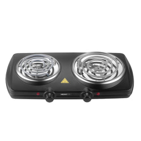 MIOAOTCE double burner hot plate with 1800W for fast heating and even cooking.