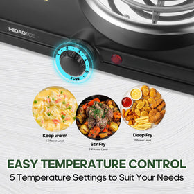 MIOAOTCE hot plate shown with stable anti slip feet.