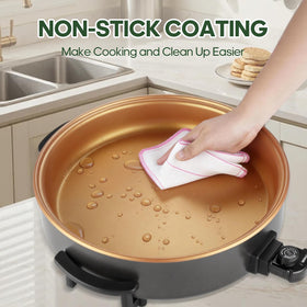 MIOAOTCE tempered glass lid with cool-touch handles for safe operation and lid visibility