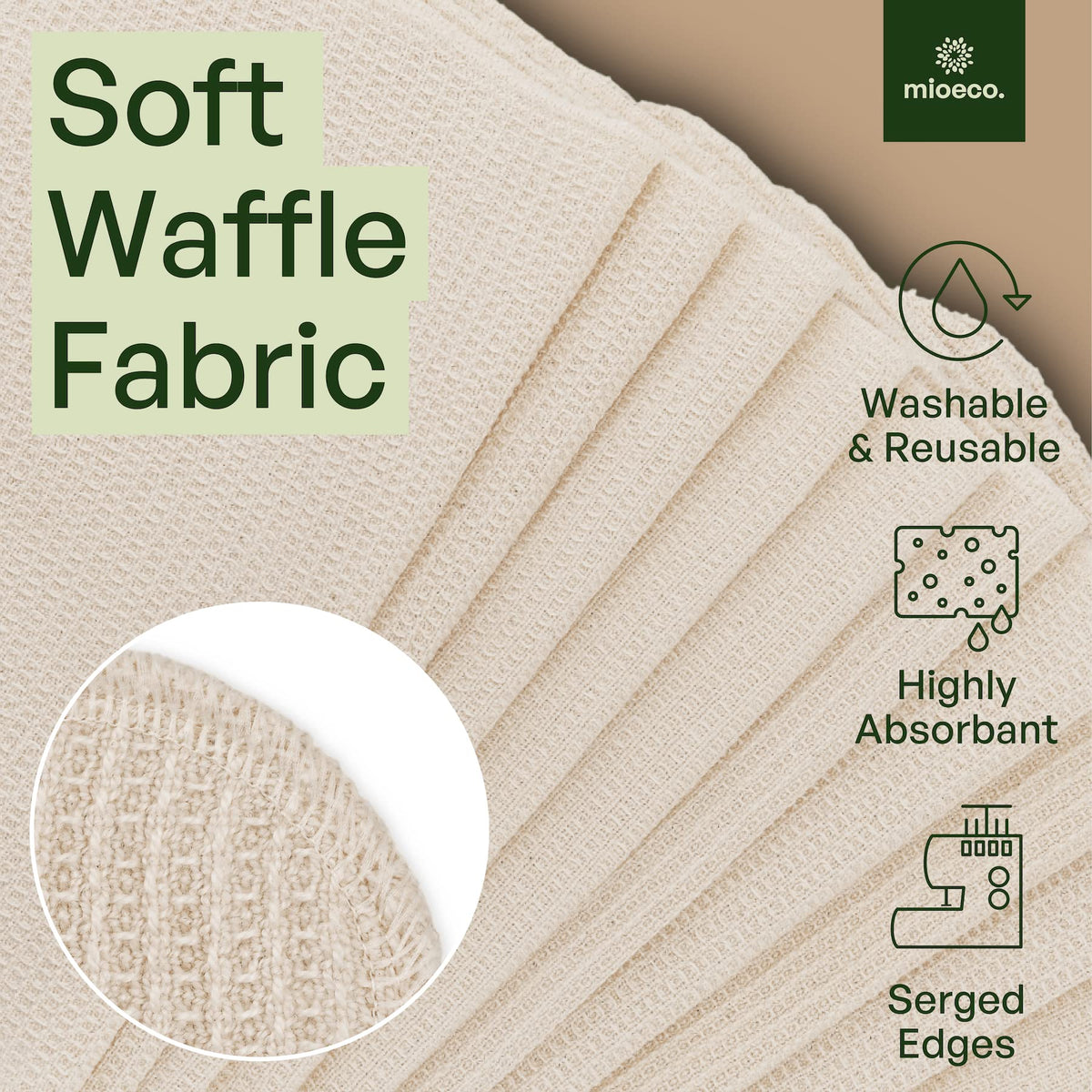 mioeco multiuse cleaning towels show versatile use from kitchen to bath.