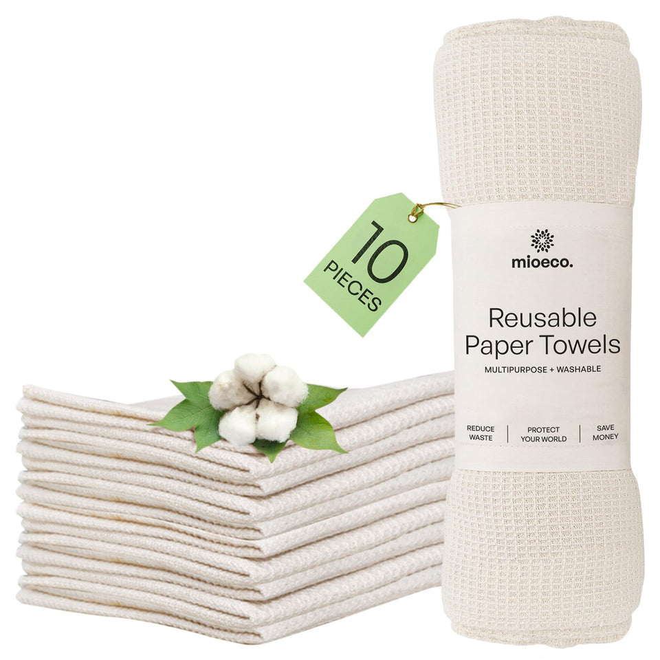 mioeco reusable kitchen towels pack for sustainable, long-lasting cleaning