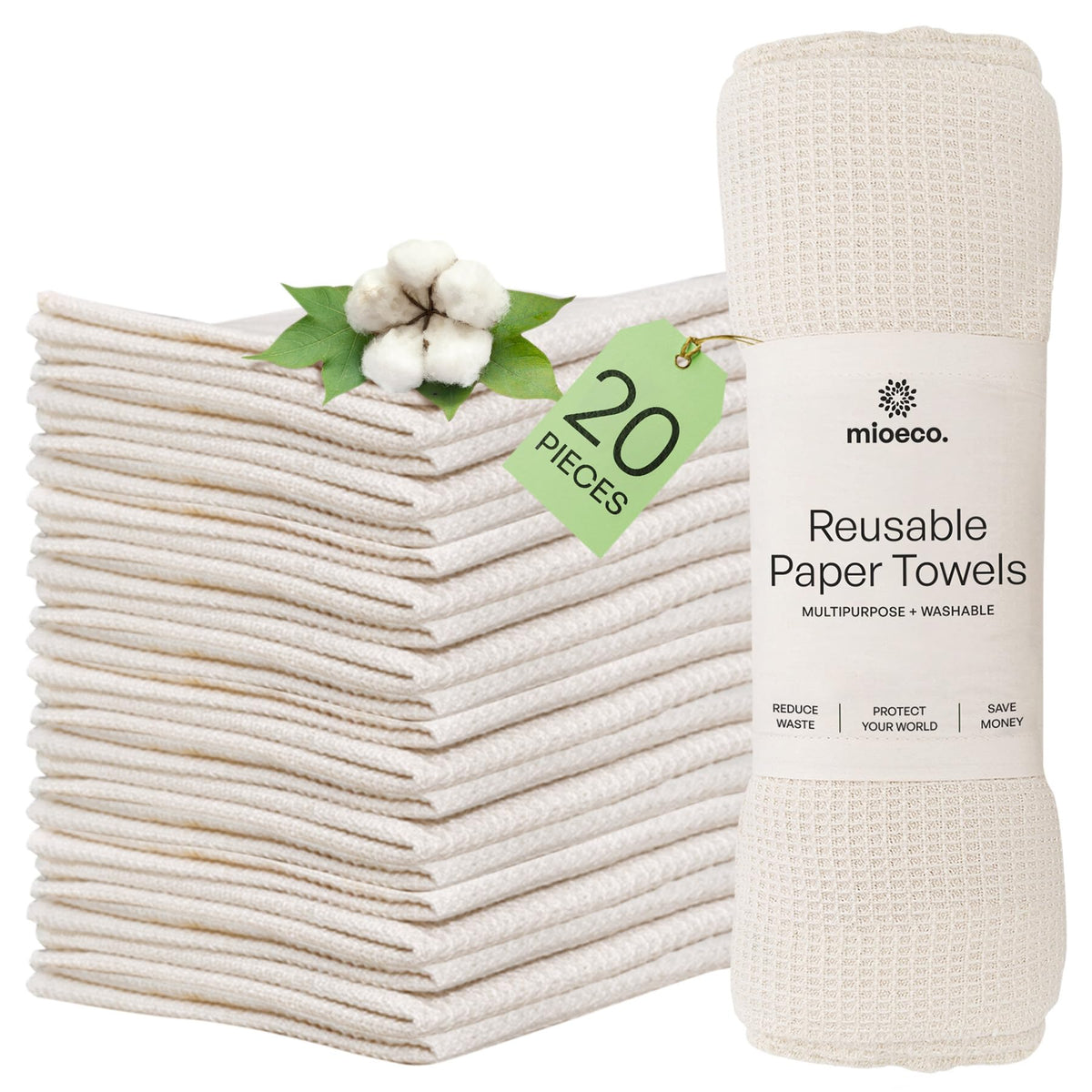 mioeco reusable towels pack demonstrates an eco-friendly kitchen solution with reduced waste.