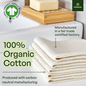 mioeco super absorbent organic cotton towels soaking up spills quickly