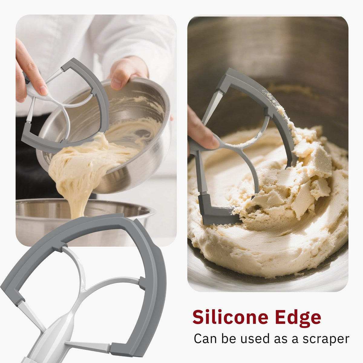 Miosruru flat beater 6QT paddle delivers precise, even batter mixing.