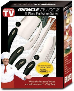 Miracle Blade III Perfection Series 11-piece set in retail box, gift-ready presentation.