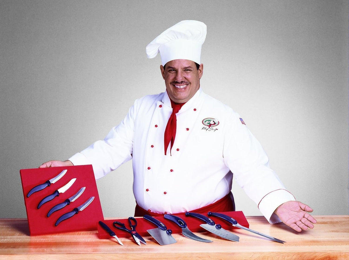 Miracle Blade III ergonomic composite handles provide a secure, slip-free grip for precise slicing.