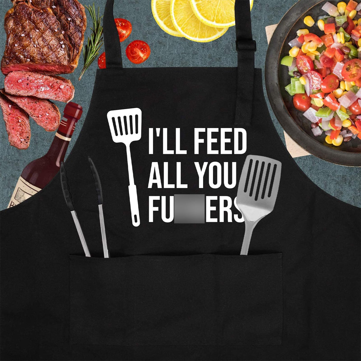 Miracu funny cooking apron back view, showing full front protection.