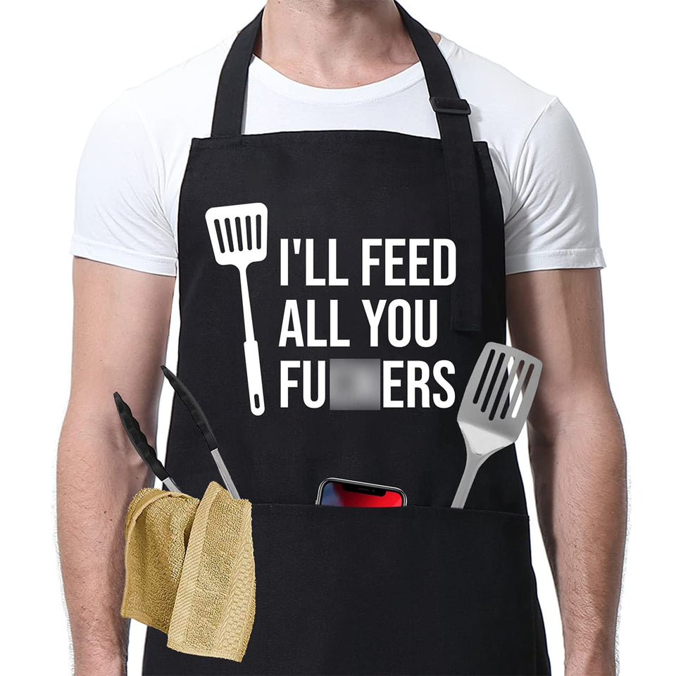 Miracu funny cooking apron front view, ideal for grilling and kitchen prep.