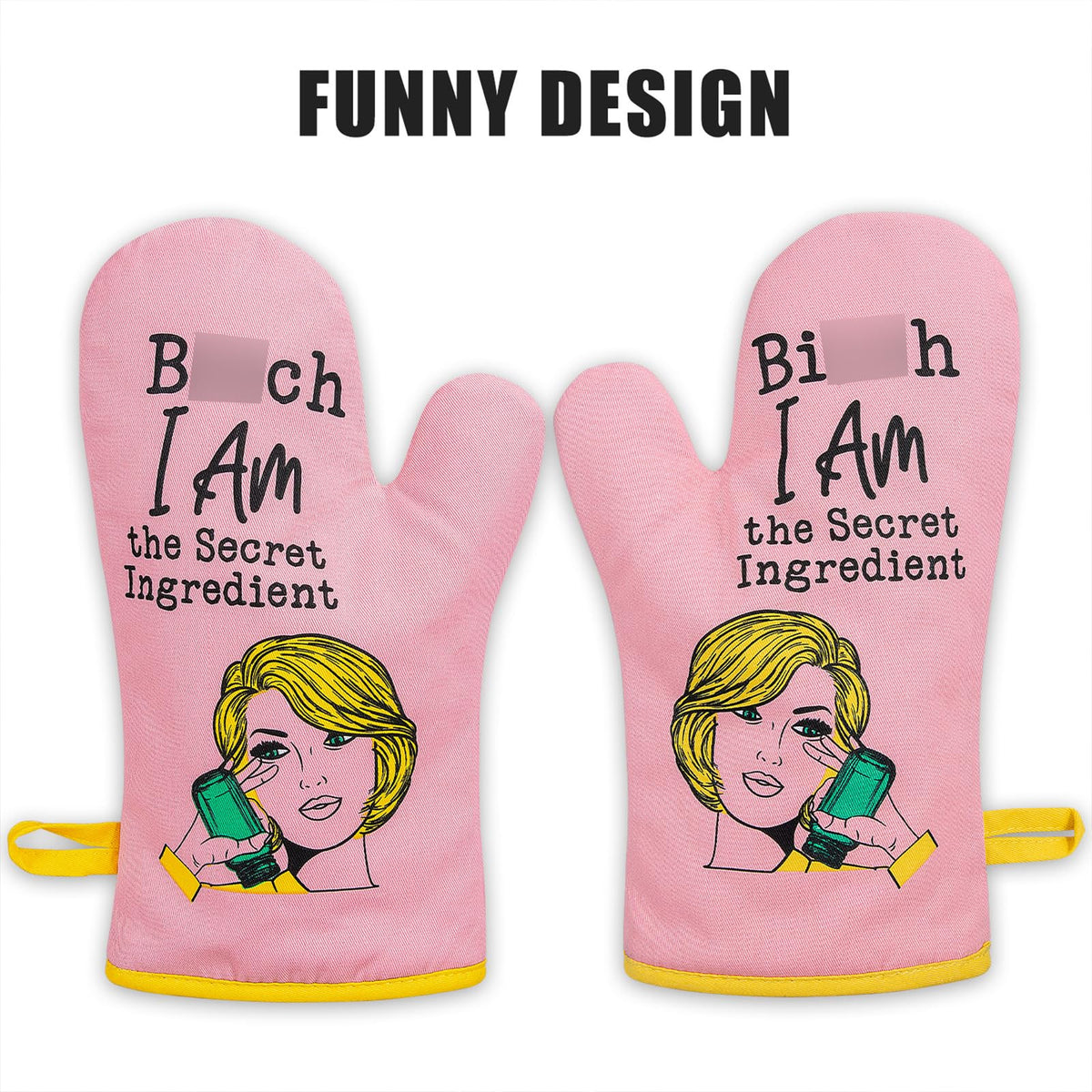 Miracu pink oven mitts side view highlighting a comfortable grip for baking