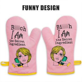 Miracu pink oven mitts side view highlighting a comfortable grip for baking