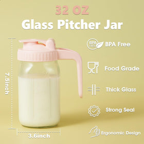 Miradexic glass pitcher detail highlighting two silicone seals for leak-proof performance