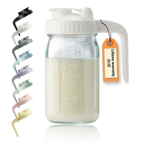 Miradexic 32oz pitcher with spout lid for clean, controlled pours.
