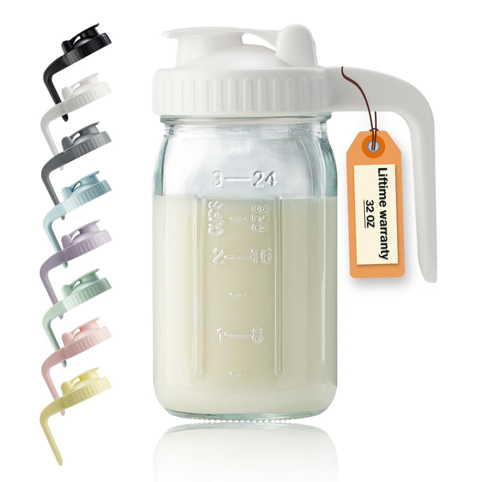 Miradexic 32oz pitcher with spout lid for clean, controlled pours.