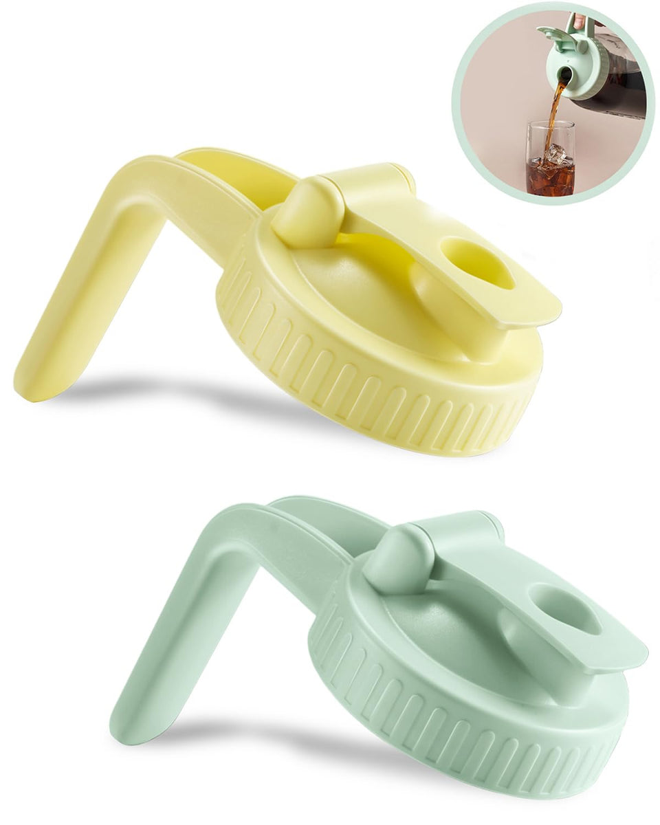 Miradexic wide-mouth lid with V-shaped pour spout for drip-free pouring