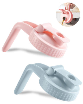 Miradexic wide-mouth lid with V-shaped pour spout for drip-free pouring.