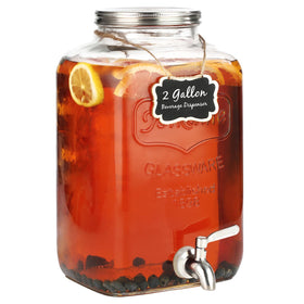 MiraEase 2-gallon glass dispenser with chalkboard label for events