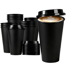 MiraFure 15-pack reusable coffee cups with lids for hot or cold drinks.