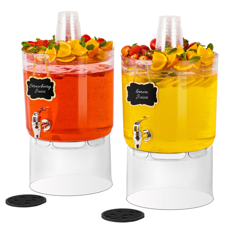 MiraFure 2-gallon dispenser with flat-top tray for easy serving and garnish placement.