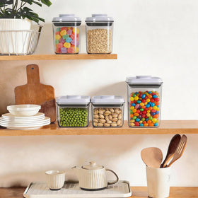 MiraFure Pop 0.7qt container shown in side view highlighting stackable design.