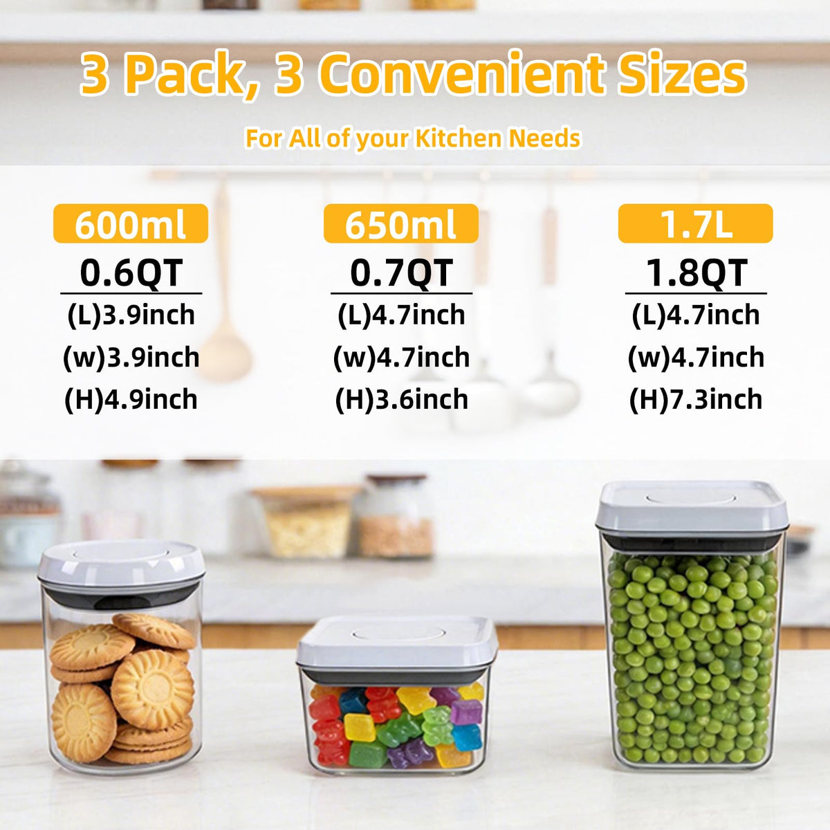 MiraFure Pop 1.8qt container stacked to demonstrate pantry organization.