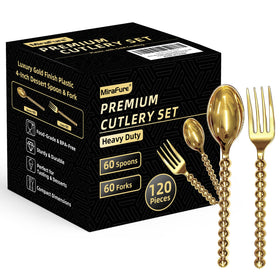 MiraFure mini dessert utensils with beaded gold handles for elegant service