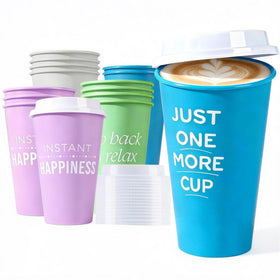 MiraFure reusable cups with lids for 16oz on-the-go coffee