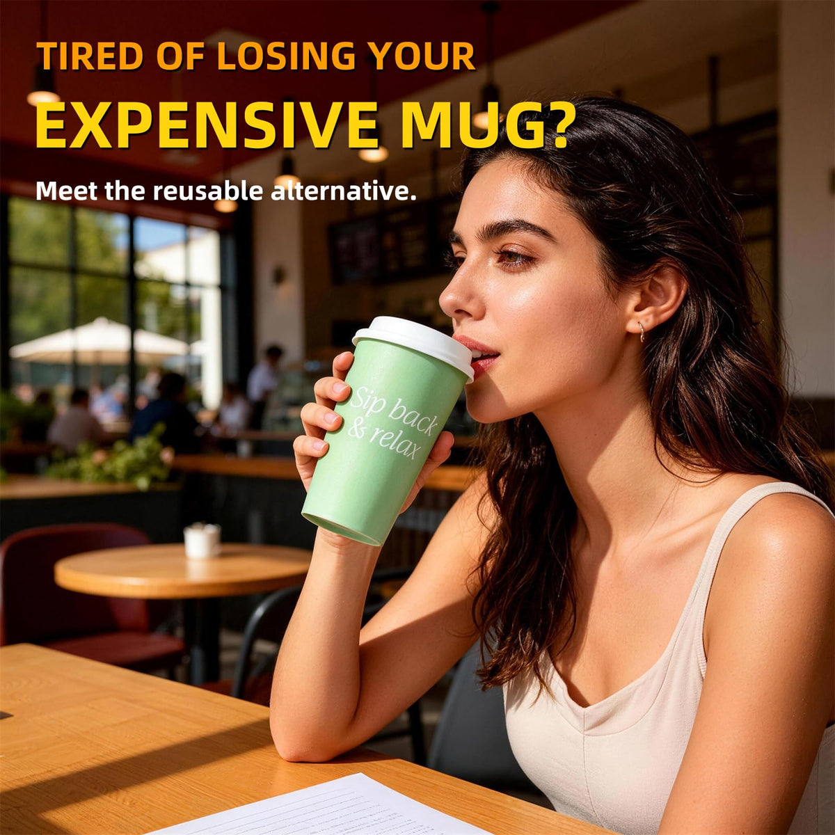 MiraFure travel mugs with lids for secure hot and cold drinks