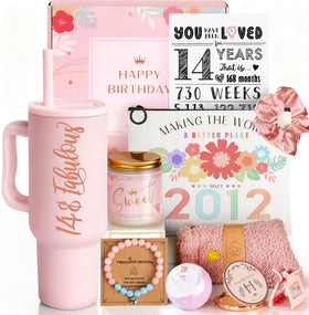 Mirasphere 14th birthday tumbler keeps drinks hot or cold for school or sports.