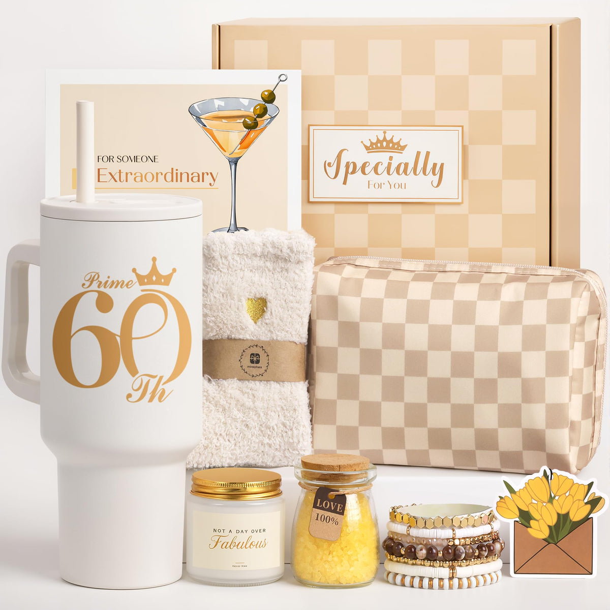 Mirasphere 60th birthday tumbler, insulated for hot or cold drinks on the go.