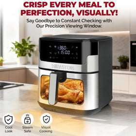 MIRASTON air fryer 8.5qt capacity fits whole chicken or large batches.