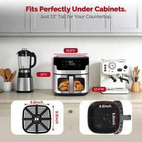 MIRASTON air fryer 8.5qt viewing window for visual monitoring during cooking.