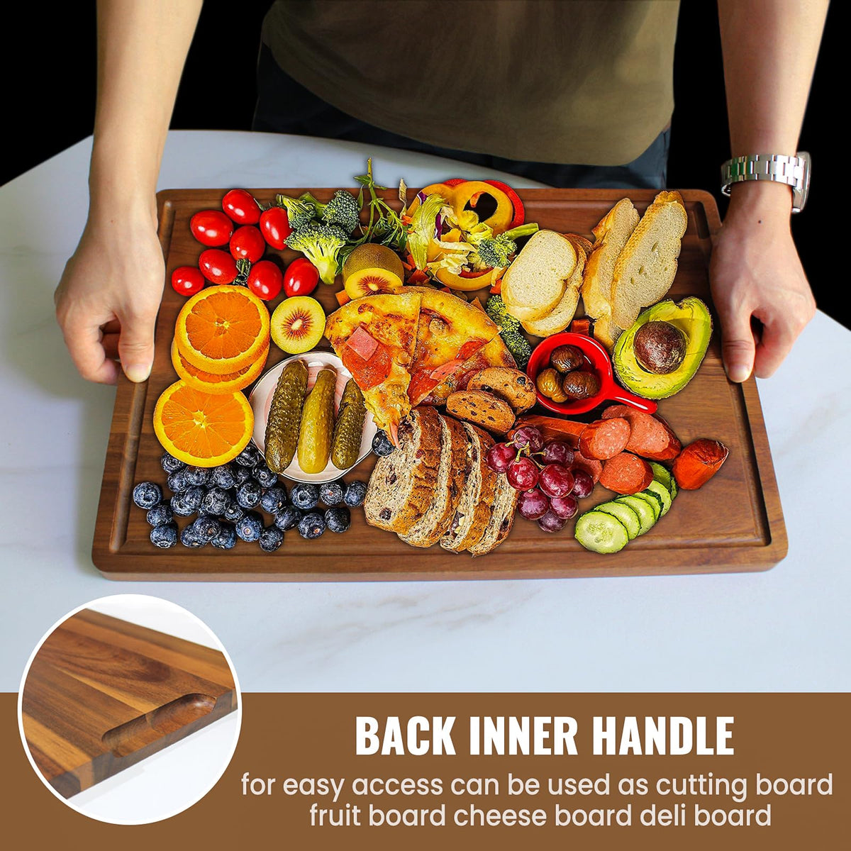 Misawce acacia cutting board small perfect for fruit and bread slicing
