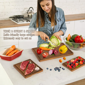 Misawce juice groove captures liquids during prep for cleaner workspace