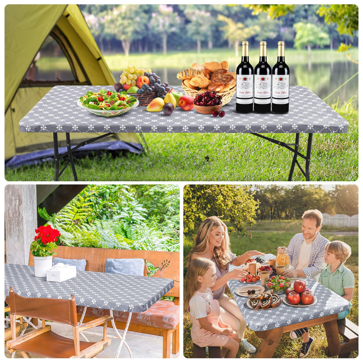 Misaya 6-foot folding table cover fits indoors or outdoors.