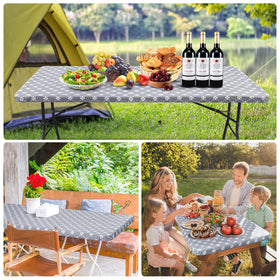 Misaya 6-foot folding table cover fits indoors or outdoors.