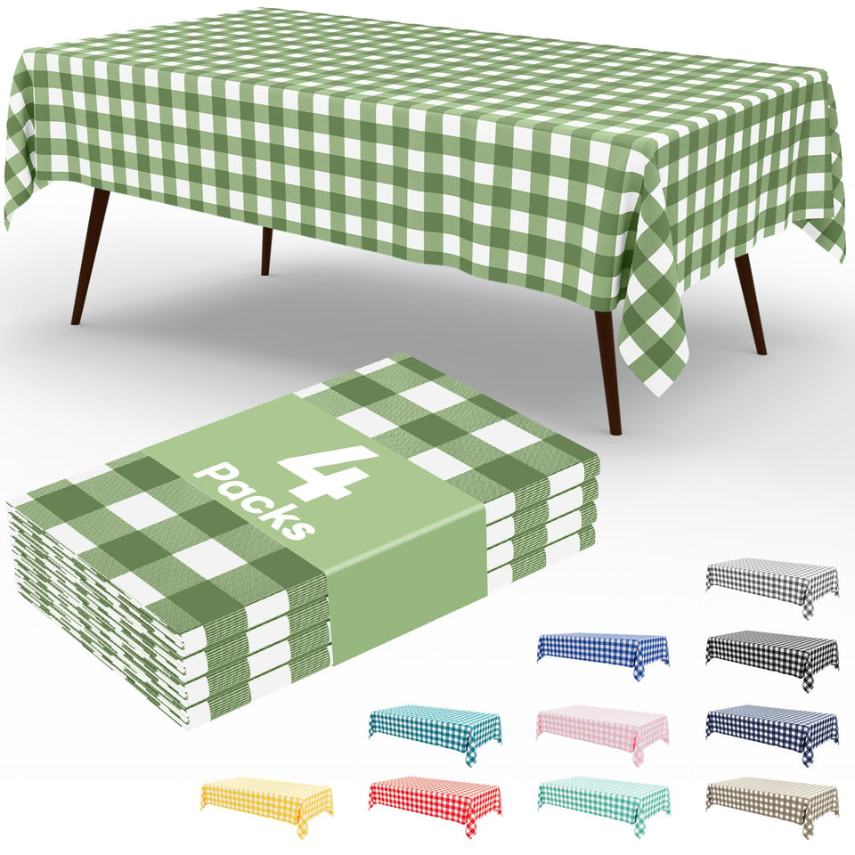 Misaya buffalo tablecloth 4-pack in sage green check for easy party setup