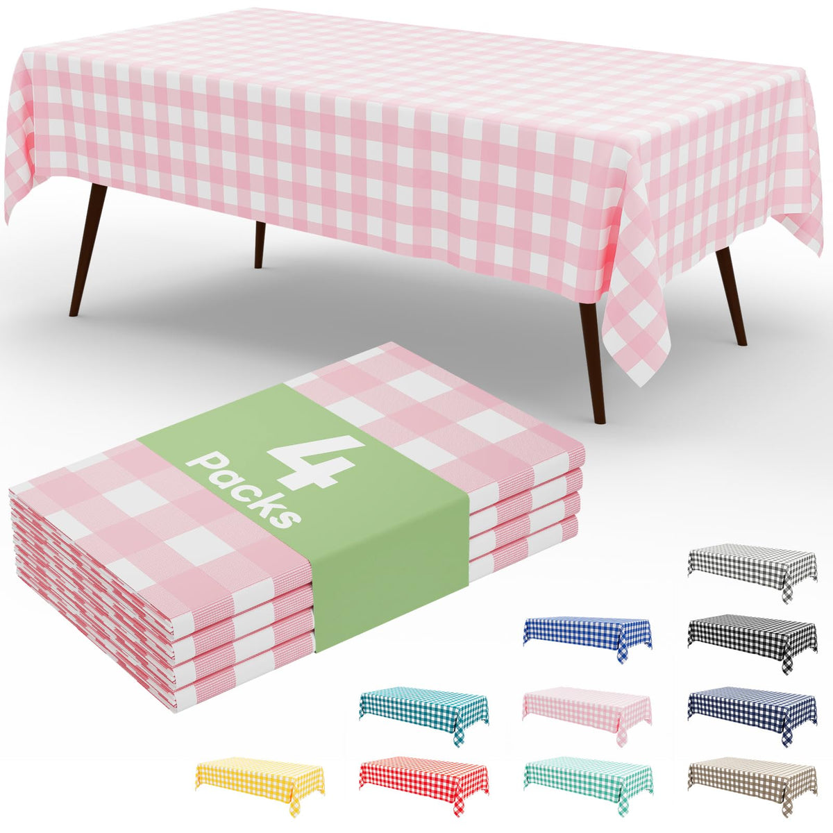 Misaya buffalo tablecloth 54 by 108 inches pink and white checks on a picnic table